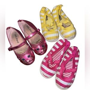 •CIRCO•BUNDLE OF 3/PAIRS OF TODDLER GIRL SHOES SIZE 7/8 STRIPES & PINK KITTY CAT
